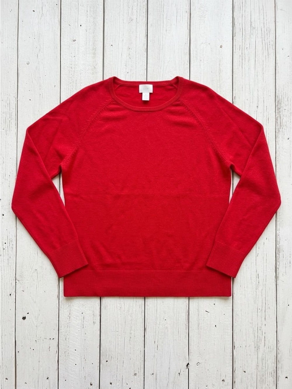 H&M Women’s Red Fine-Knit Long Sleeve Crew Neck Sweater Top Size Large